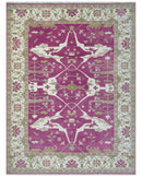 Purple, Ivory and Olive Traditional Hand knotted Oriental Oushak 9x12 wool Area Rug by The Rug Decor