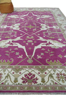 Purple, Ivory and Olive Traditional Hand knotted Oriental Oushak 9x12 wool Area Rug by The Rug Decor