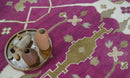Purple, Ivory and Olive Traditional Hand knotted Oriental Oushak 9x12 wool Area Rug by The Rug Decor