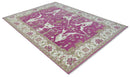 Purple, Ivory and Olive Traditional Hand knotted Oriental Oushak Multi Size wool Area Rug