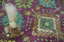 Purple, Ivory, Green and Aqua Hand Knotted Traditional Oushak 9x12 wool Area Rug by The Rug Decor