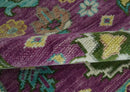 Purple, Ivory, Green and Aqua Hand Knotted Traditional Oushak 9x12 wool Area Rug by The Rug Decor