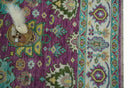 Purple, Ivory, Green and Aqua Hand Knotted Traditional Oushak 9x12 wool Area Rug by The Rug Decor