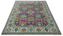 Purple, Ivory, Green and Aqua Hand Knotted Traditional Oushak 9x12 wool Area Rug by The Rug Decor