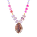 Purple Periwinkle Amethyst and Agate Pendant Necklace