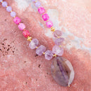 Purple Periwinkle Amethyst and Agate Pendant Necklace