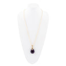 Purple Quartz Teardrop Golden Pendant Necklace