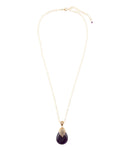 Purple Quartz Teardrop Golden Pendant Necklace