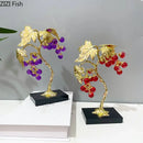 GobekUsa Crystal Grape Tree Ornaments Gold-plated Vine Home Decor Living Room Desk Aesthetic