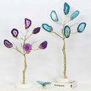 GobekUsa Agate Tree Metal Handicraft: Golden Tree with Natural Agate Tablets