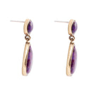 Purple Turquoise and Golden Bronze Teardrop Earrings