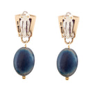 Purple Turquoise Indigo Golden Clip Earrings