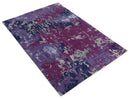 Purple, Violet, Gray and Blue Hand Knotted 4x6 Abstract Wool and Viscose Area Rug