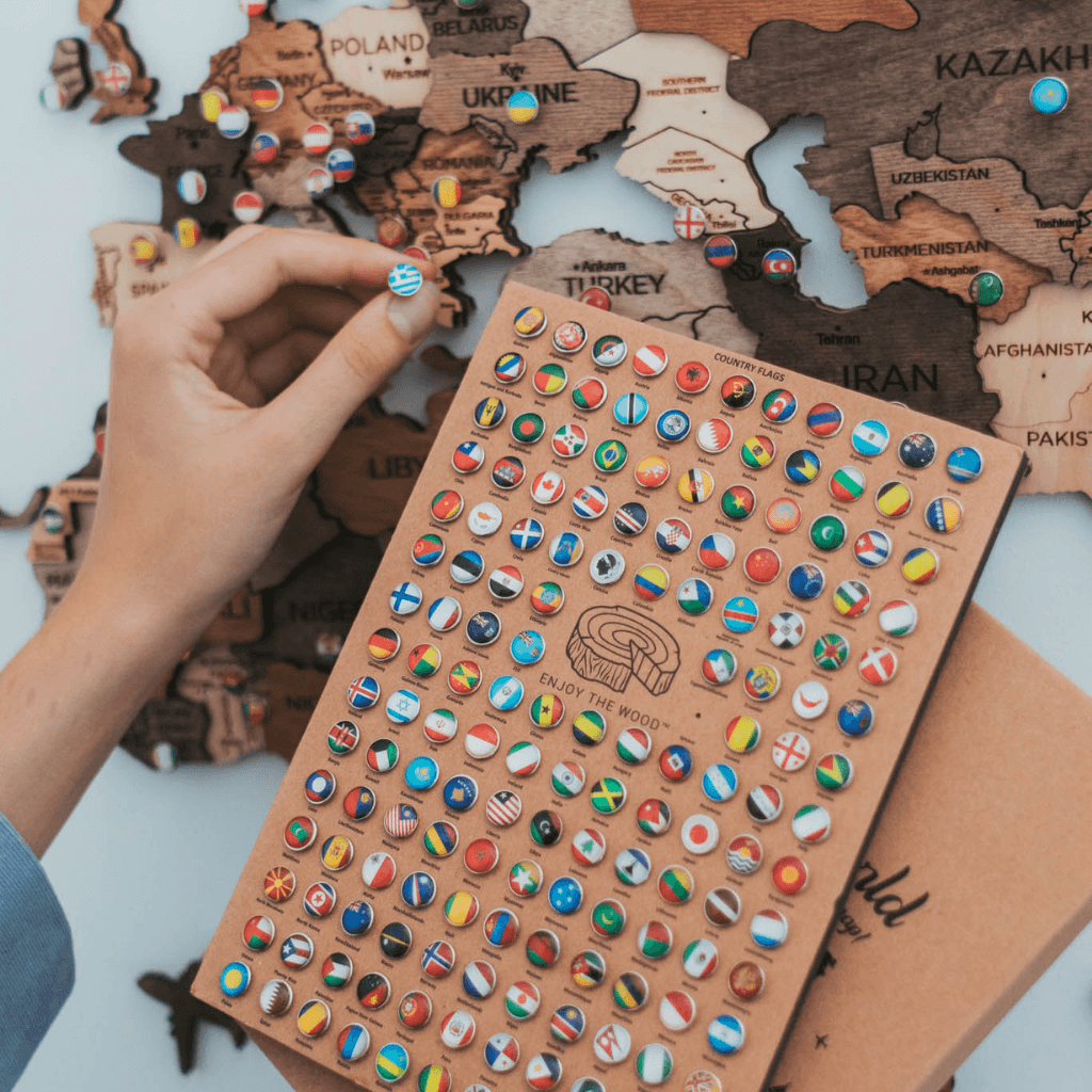 Wall Decor Bundle: 3D Wooden World Map with Flag Pins, photo 6 of 14