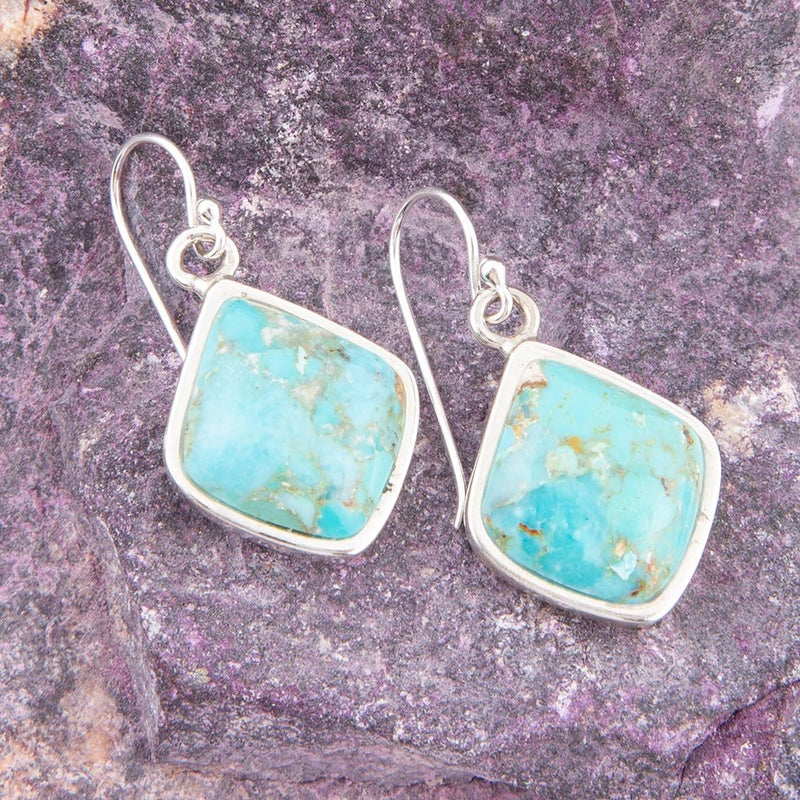Puzzled Blue Turquoise Sterling Silver Earrings