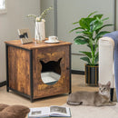 Cat Litter Box Enclosure with Door and Ventilated Hole-Brown by LJGDeals