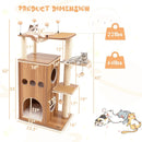 52 Inch Modern Multi-level Cat Play Center with Deluxe Hammock-Natural by LJGDeals