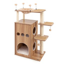 52 Inch Modern Multi-level Cat Play Center with Deluxe Hammock-Natural by LJGDeals