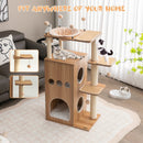 52 Inch Modern Multi-level Cat Play Center with Deluxe Hammock-Natural by LJGDeals