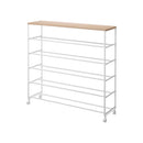 Rolling Five-Tier Shoe Rack (34.25" H)  - Steel + Wood