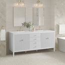 James Martin Myrrin 72" Double Bathroom Vanity, Bright White