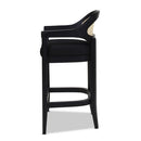 Pyrla 26" Upholstered Counter Stool with Curved Cane Back and Wood Legs
