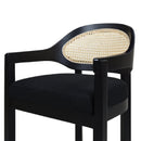 Pyrla 26" Upholstered Counter Stool with Curved Cane Back and Wood Legs