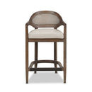 Pyrla 26" Upholstered Counter Stool with Curved Cane Back and Wood Legs