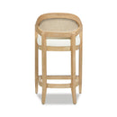Pyrla 26" Upholstered Counter Stool with Curved Cane Back and Wood Legs