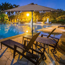 9FT Patio Solar Umbrella LED Patio Market Steel Tilt W/ Crank Outdoor New-Tan by LJGDeals