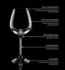 Crystal Wine Glasses Diamond Filled Stem, White and Red Wine, With Laser Cut Diamond Base Large 18 Ounces