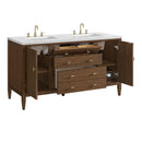 James Martin Myrrin 60" Double Bathroom Vanity, Mid-Century Walnut