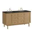 James Martin Laurent 60" Dual Mount Double Bathroom Vanity, Light Natural Oak