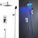 8 Inch LED Rainfall Shower head Arm Control Valve Handspray Shower Faucet Set by DirectDeals