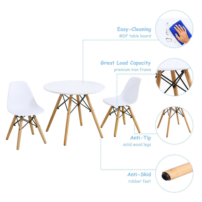 Kid's Modern Dining Table Set with 2 Armless Chairs, photo 5 of 8