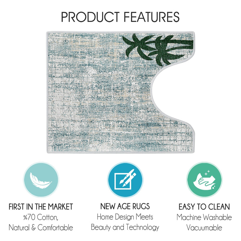 Miami Design U Shape Bathroom Rug | 20”x24" | Multicolor