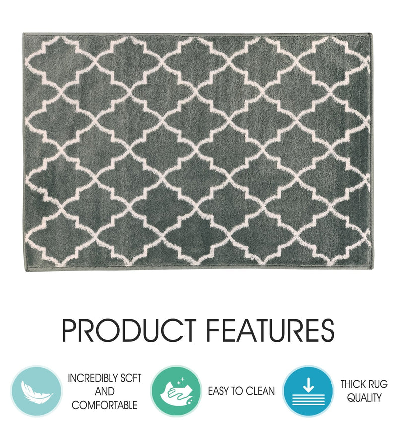 Sussex Home, Landing Rug, Slip Resistant Indoor Carpets Includes Adhesive Tape 2' x 3'-Trellisville Collection | Teal&White