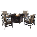 Aluminum 42-in Square Antique Copper Fire Table Set and Rocking Chairs