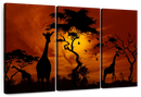 Silhouetted African Giraffes Wall Art