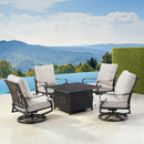 Black Aluminum Fire Table Set with Four Club Chairs