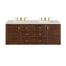 James Martin Amberly 60" Dual Mount Double Bathroom Vanity, Mid-Century Walnut