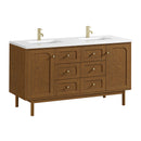 James Martin Laurent 60" Dual Mount Double Bathroom Vanity, Honey Oak