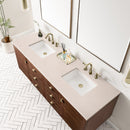 James Martin Amberly 72" Dual Mount Double Bathroom Vanity, Mid-Century Walnut