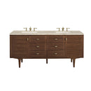 James Martin Amberly 72" Dual Mount Double Bathroom Vanity, Mid-Century Walnut