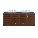 James Martin Amberly 60" Dual Mount Double Bathroom Vanity, Mid-Century Walnut