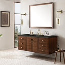 James Martin Amberly 60" Dual Mount Single Bathroom Vanity, Mid-Century Walnut