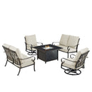 Black Aluminum Fire Table Set with Two Loveseats and Two Club Chairs