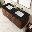 James Martin Amberly 60" Dual Mount Double Bathroom Vanity, Mid-Century Walnut