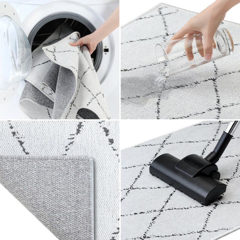 Grid Design Multipurpose Floor Mat | 20"x31" | Ivory