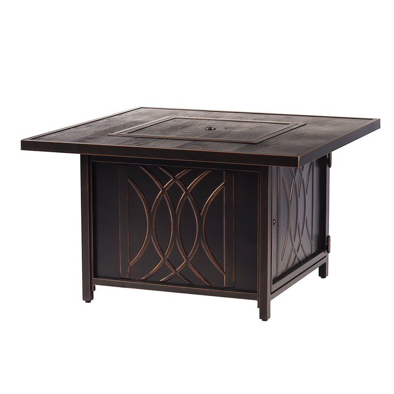Aluminum 42-in Square Antique Copper Fire Table Set and Rocking Chairs